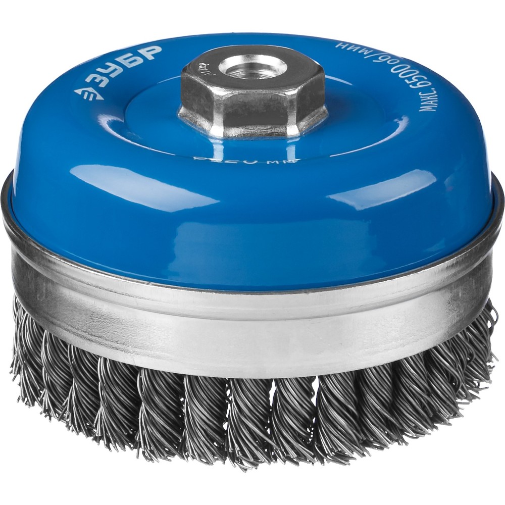 ЗУБР 120 мм, жгутированная стальная проволока 0.8 мм, усиленная чашечная щетка-крацовка для УШМ, Профессионал (35271-120)