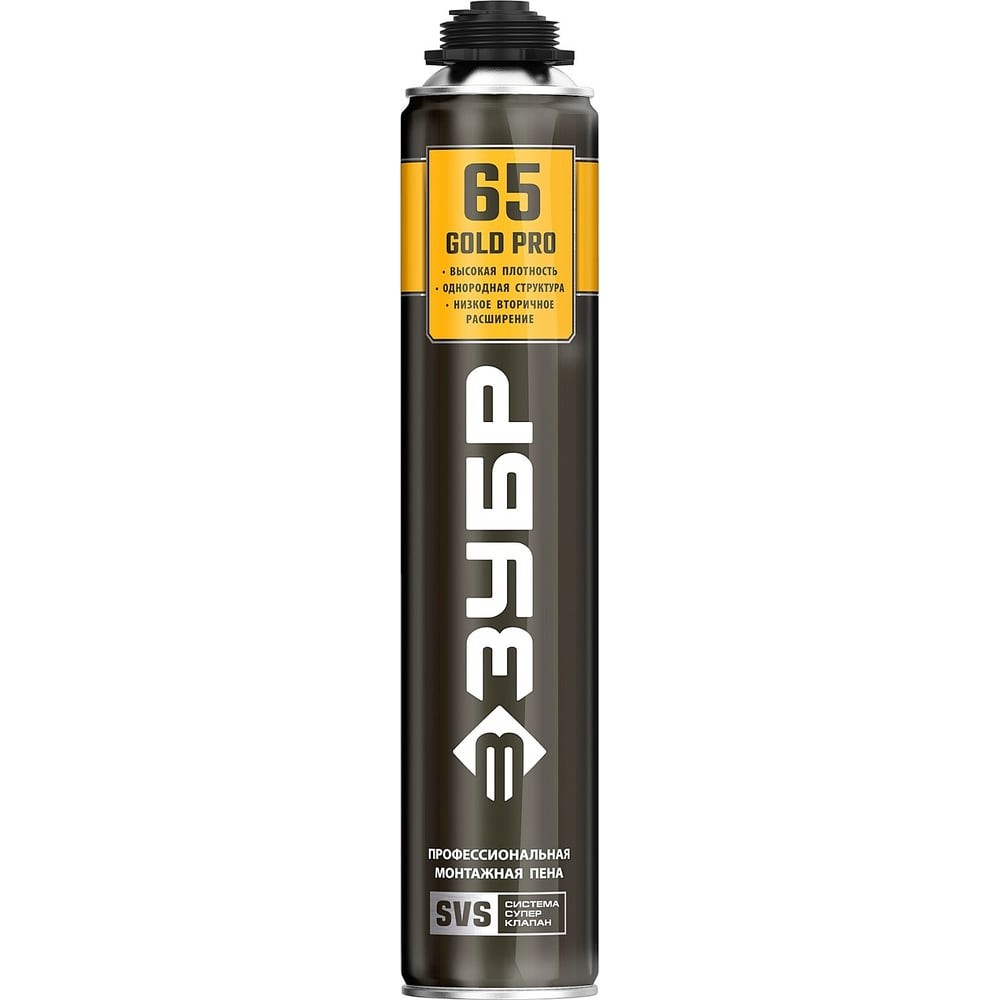 ЗУБР GOLD PRO 65, 850 мл, мелкопористая, c выходом до 65 л, пистолетная, монтажная пена (41157)
