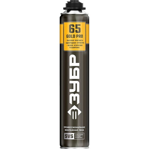 ЗУБР GOLD PRO 65, 850 мл, мелкопористая, c выходом до 65 л, пистолетная, монтажная пена (41157)