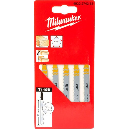 Пилка для лобзика по дереву Milwaukee T119B 50мм 5шт (353)