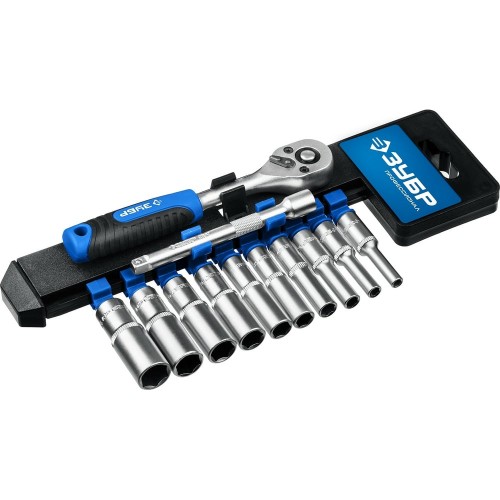 ЗУБР ТМ-12У, 12 предм., (1/4_), набор торцовых головок, Профессионал (27651-H12)