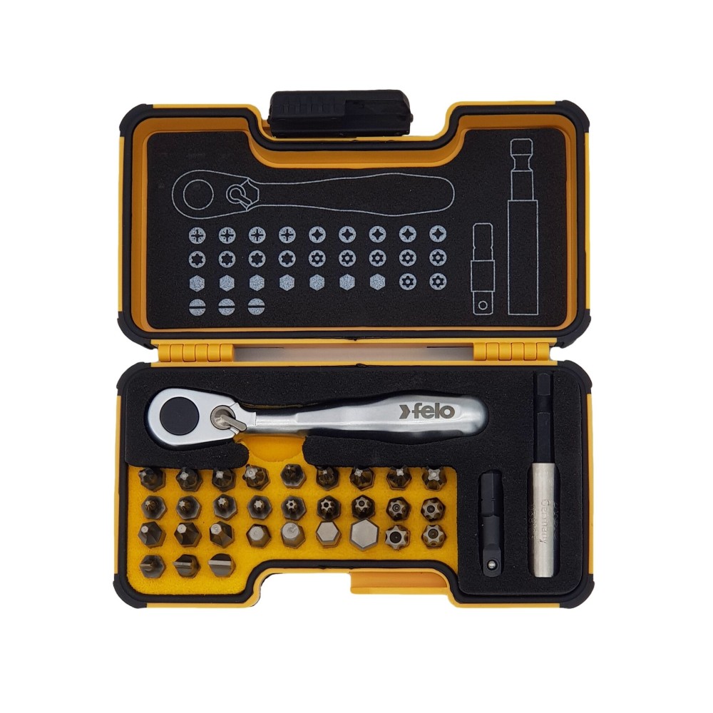 Набор бит SL/PH/PZ/TX/HEX с мини-трещоткой в кейсе, 33 шт, Felo 05773306