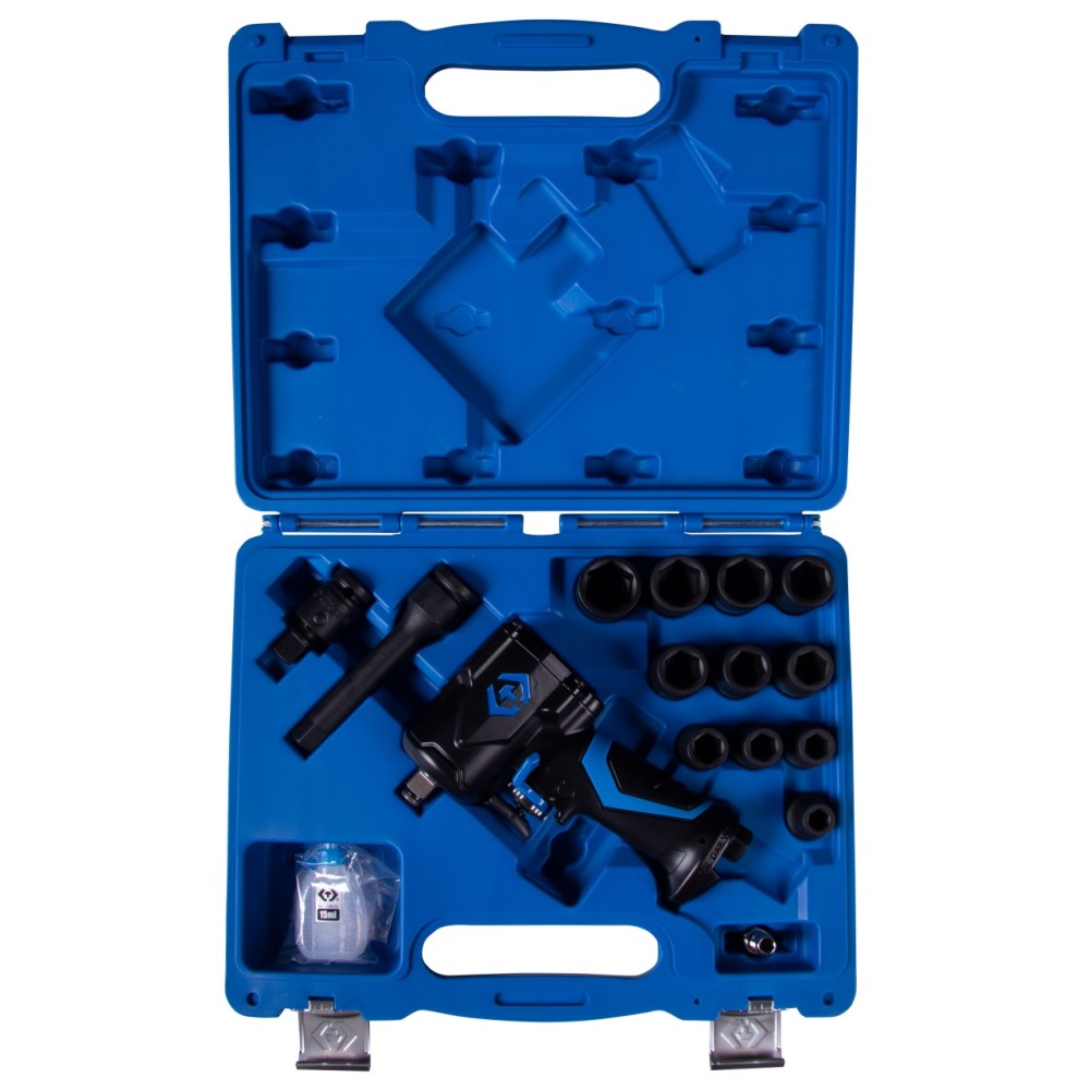 Гайковерт пневматический ударный KING TONY 1/2", 678 Нм, с комплектом головок, 16 предметов