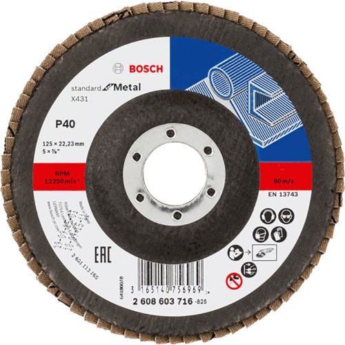 Круг лепестковый торцевой по металлу Bosch X431 Standard for Metal 125х22.2мм K40 (716)