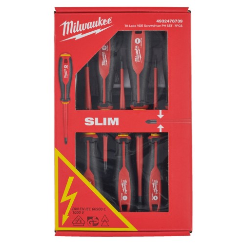Набор отверток Milwaukee VDE SL/PH + тестер напряжения 7шт (739)