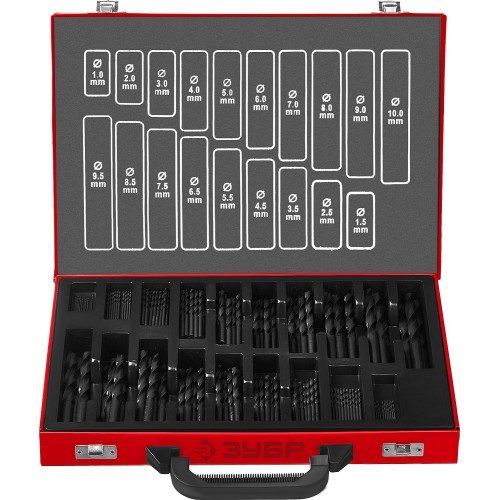 ЗУБР 170 шт, (1-10 мм), сталь Р4М2, класс В, мет.бокс, по металлу (29605-H170)