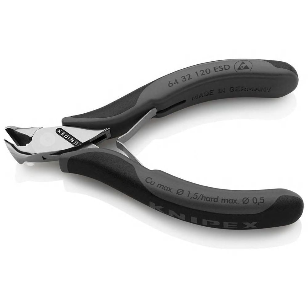 Кусачки торцевые для электроники ESD, маленькая фаска, губки 15°, 120 мм, 2-комп антистатические руч
