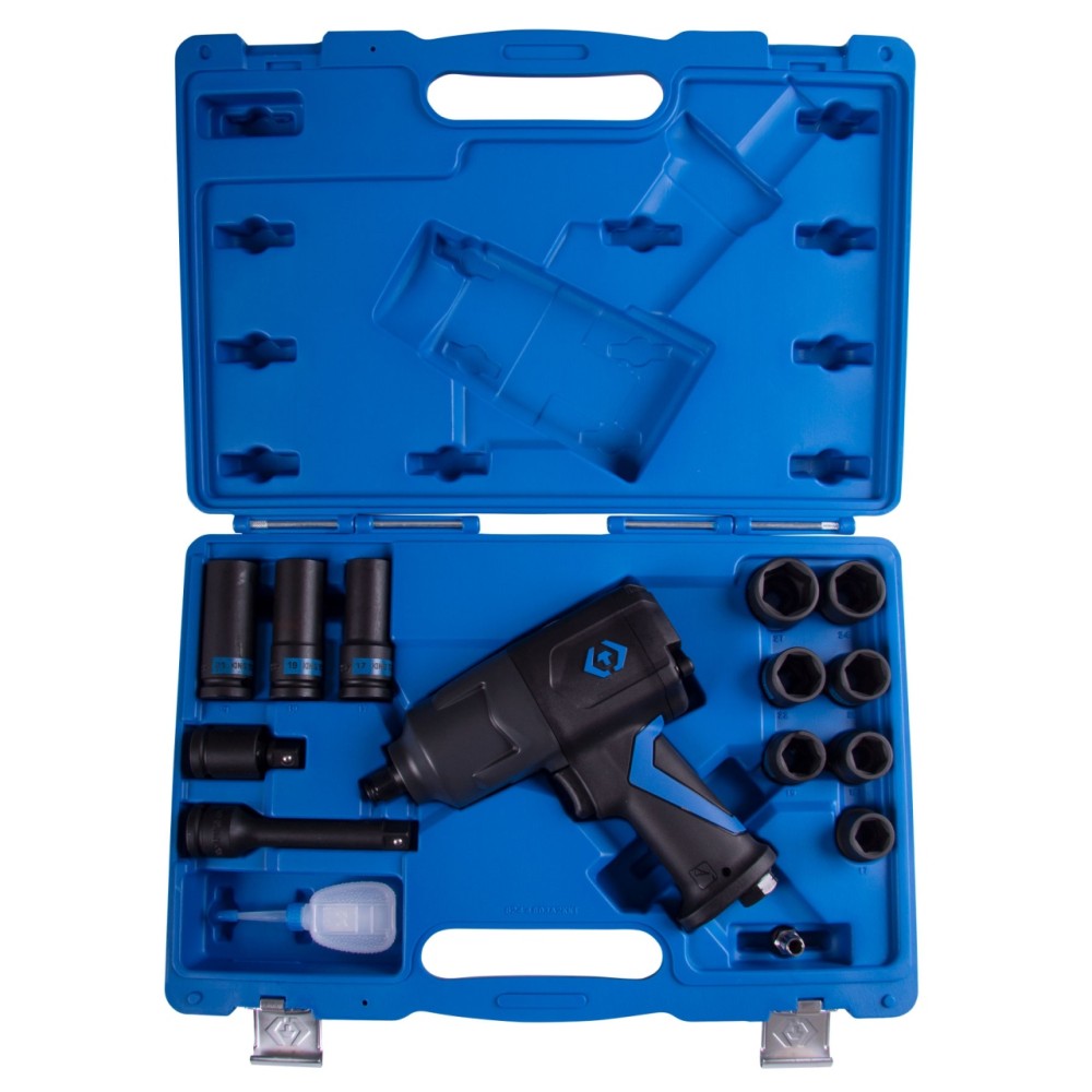 Гайковерт пневматический ударный 1/2", 1356 Нм, с комплектом головок, 15 предметов KING TONY 44803AM