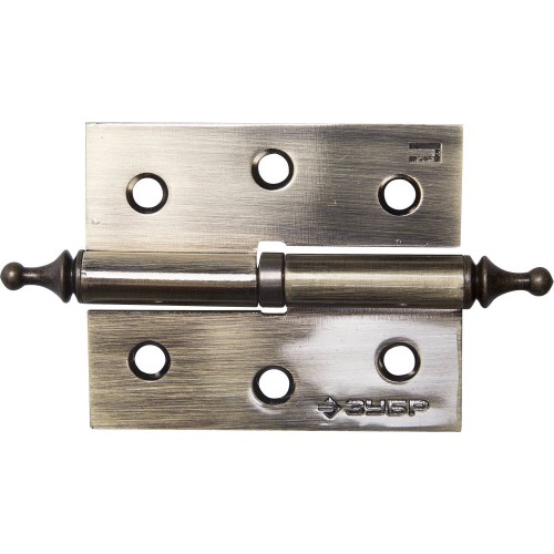 ЗУБР 75 х 63 х 2.5 мм, разъемная, правая, цвет старая латунь (AB), 2 шт, карточная петля (37605-075-5R)