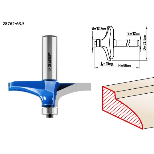 ЗУБР 63.5 x 19 мм, радиус 0 мм, фреза фигирейная №3, Профессионал (28762-63.5)