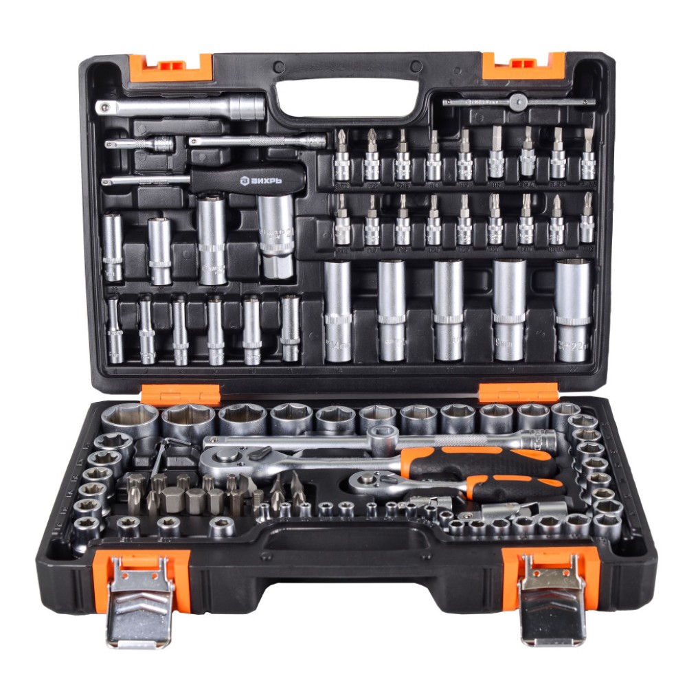 Набор инструментов, 1/2", 1/4", CrV, в кейсе 108 предметов Вихрь