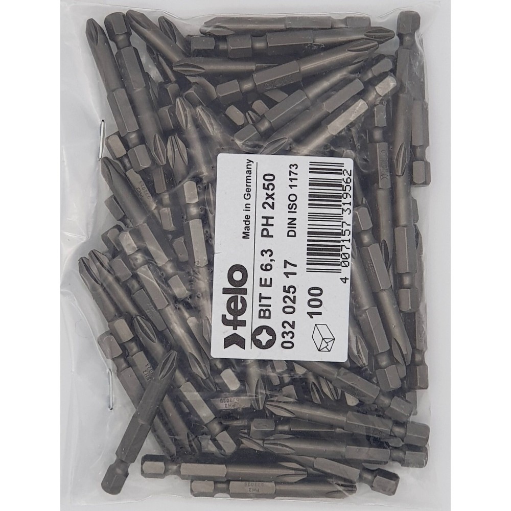 Felo Бита крестовая серия Industrial PH 2X50, 100 шт 03202517