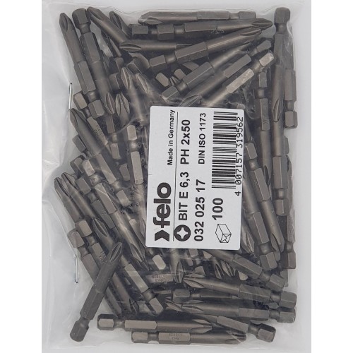 Felo Бита крестовая серия Industrial PH 2X50, 100 шт 03202517