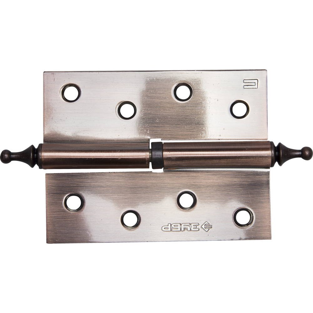 ЗУБР 100 х 75 х 2.5 мм, разъемная, правая, цвет старая медь (AC), 2 шт, карточная петля (37605-100-6R)