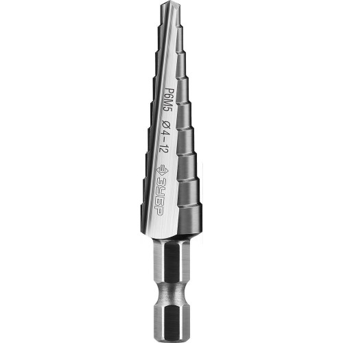 Сверло по металлу ЗУБР Р6М5 4-12 мм ступенчатое (29670-4-12-9)