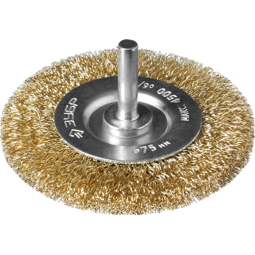 ЗУБР 75 мм, витая стальная латунированная проволока 0.3 мм, щетка дисковая для дрели, Профессионал (3520-075)