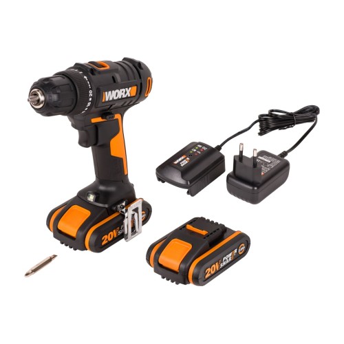 Дрель-шуруповерт аккумуляторная WORX WX100.2, 20В, 2Ач х2, ЗУ 0,4А, сумка
