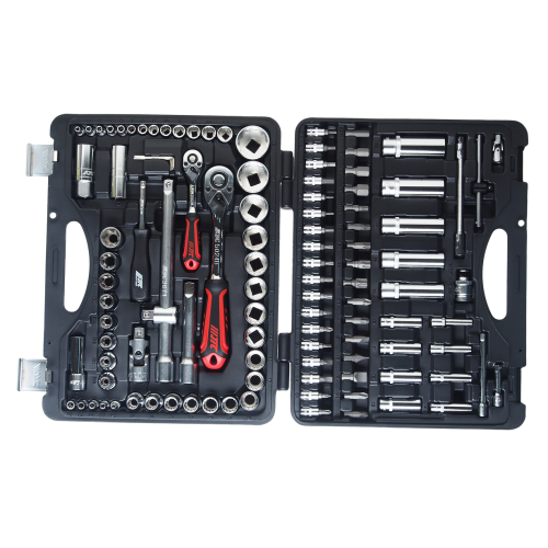 Набор головок торцевых,бит и бит-головок 1/4",1/2" 12-гранных 110 предметов в кейсе JTC