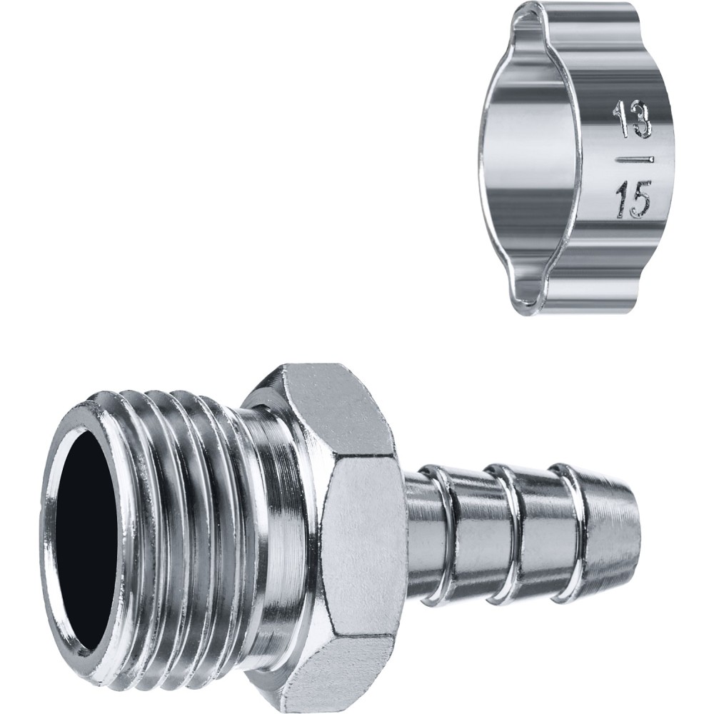 ЗУБР штуцер _елочка_, 10 мм - 1/2_M, переходник с обжимным хомутом, Профессионал (64924-1/2-10)