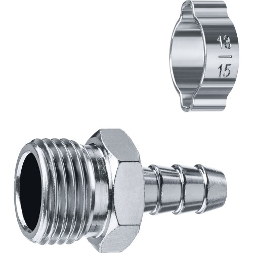 ЗУБР штуцер _елочка_, 10 мм - 1/2_M, переходник с обжимным хомутом, Профессионал (64924-1/2-10)
