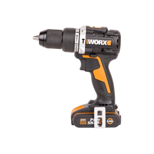 Дрель-шуруповерт ударная аккумуляторная WORX WX352, 60Нм, 20В, бесщеточная, 2Ач x2, ЗУ 2А, кейс