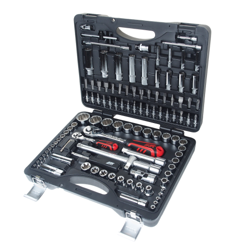 Набор головок торцевых,бит и бит-головок 1/4",1/2" 12-гранных 110 предметов в кейсе JTC