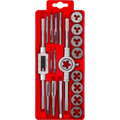 ЗУБР 20 предм., сталь 9ХС, набор метчиков и плашек в пластиковом боксе (2810-H20)