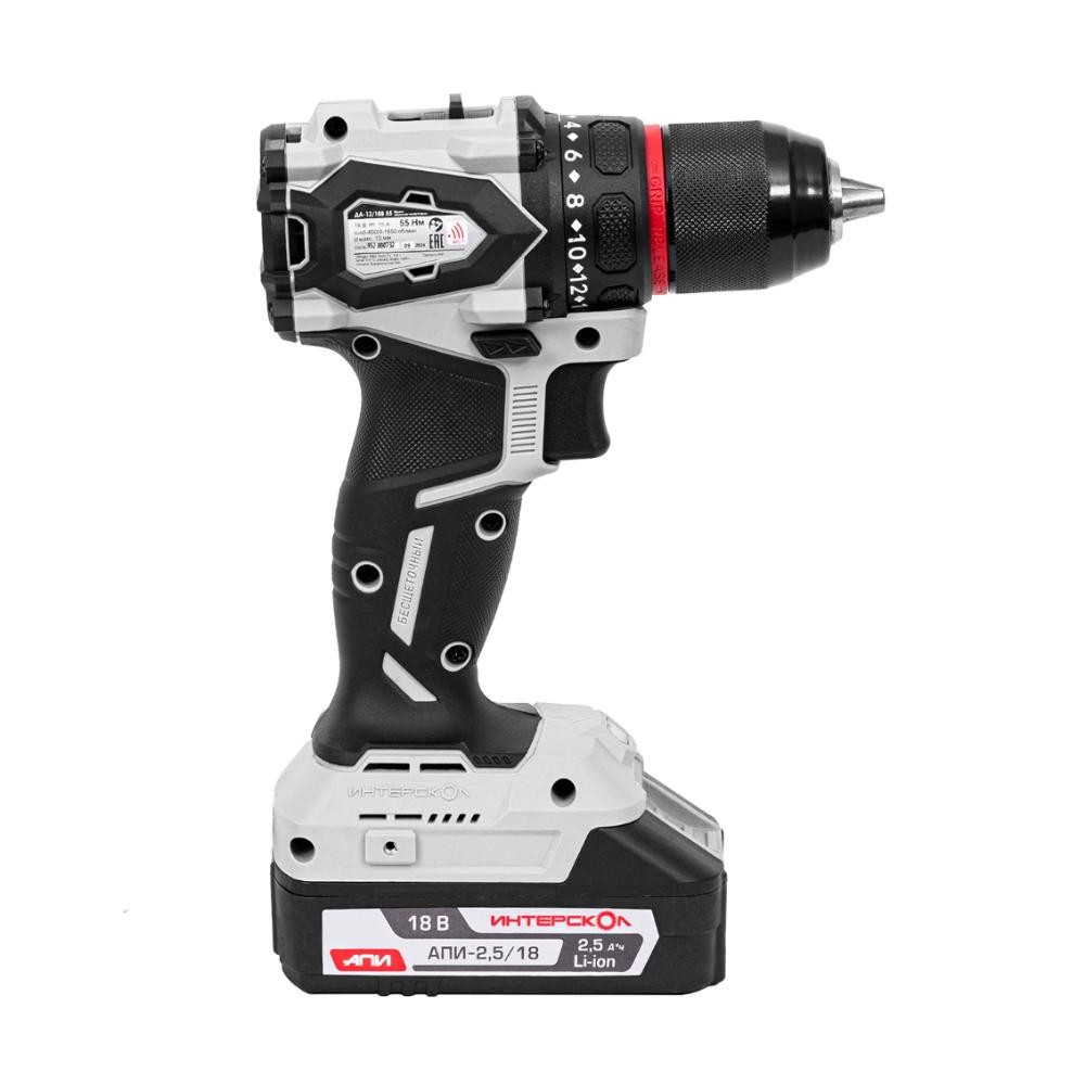 Дрель-шуруповерт аккумуляторная ИНТЕРСКОЛ ДА-13/18В 55