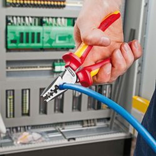 Пресс-клещи, 9 гнёзд, контактные гильзы DIN 46228 1+4, 0.25-16 мм2, 180 мм, 2-комп ручки