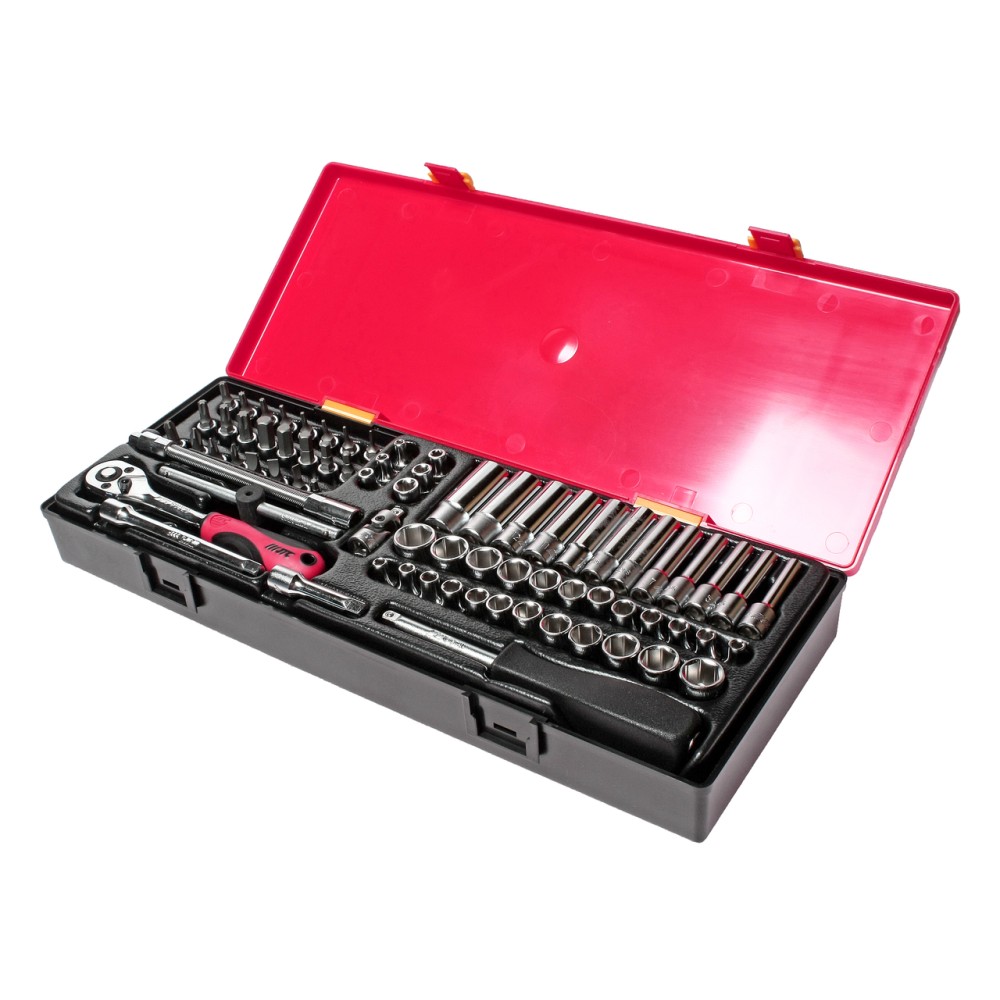 Набор головок торцевых 1/4" 6-ти гранных 73 предмета в кейсе JTC