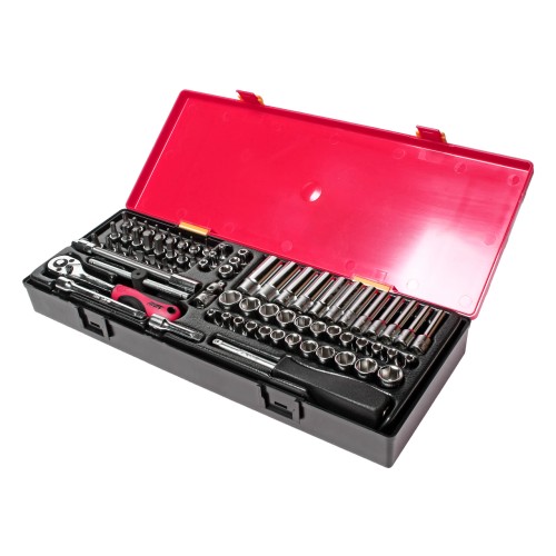 Набор головок торцевых 1/4" 6-ти гранных 73 предмета в кейсе JTC