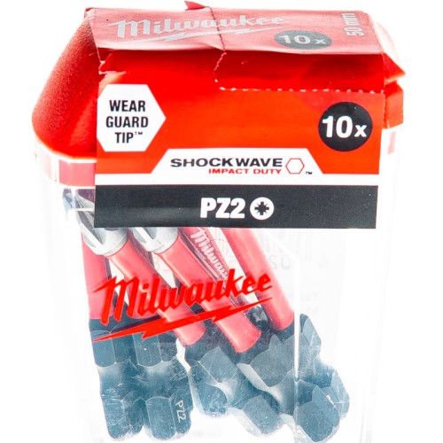 Бита Milwaukee SHOCKWAVE PZ2x50мм 10шт (866)