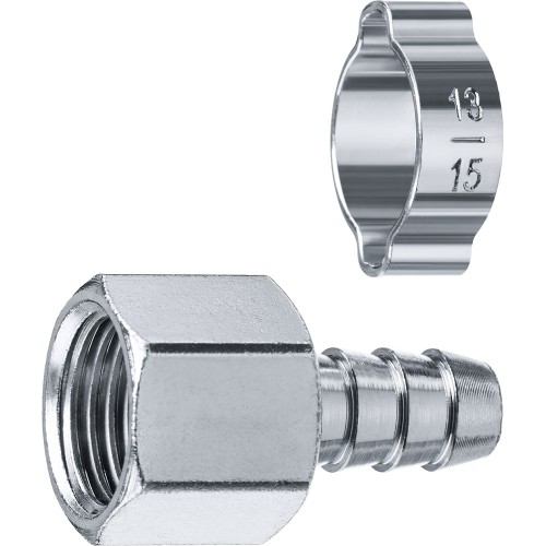 ЗУБР штуцер _елочка_, 10 мм - 3/8_F, переходник с обжимным хомутом, Профессионал (64923-3/8-10)