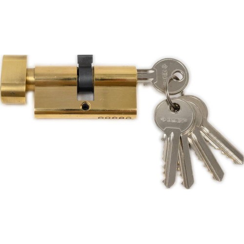 Цилиндровый механизм ЗУБР 5-PIN ключ-защелка 60 мм латунь (52103-60-1)
