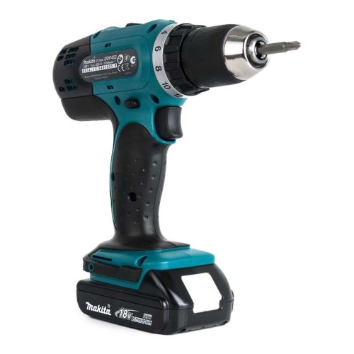 Аккумуляторная дрель-шуруповерт Makita DDF453SYE+набор сверл D-20769+очки PGW-180110/CLEAR+перчатки PGH-160350-L
