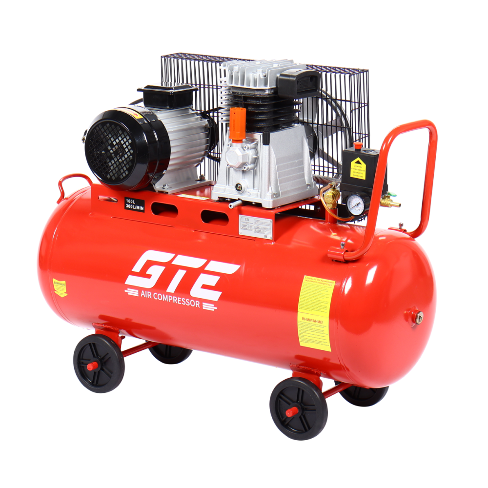 Компрессор поршневой ременной 380В 300л/мин. ресивер-100л одноступенчатый GTE
