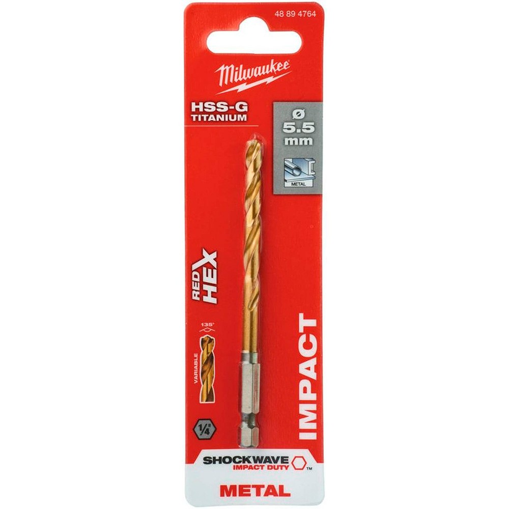 Сверло по металлу Milwaukee RedHEX HSS-G TiN 5.5x104мм (764)