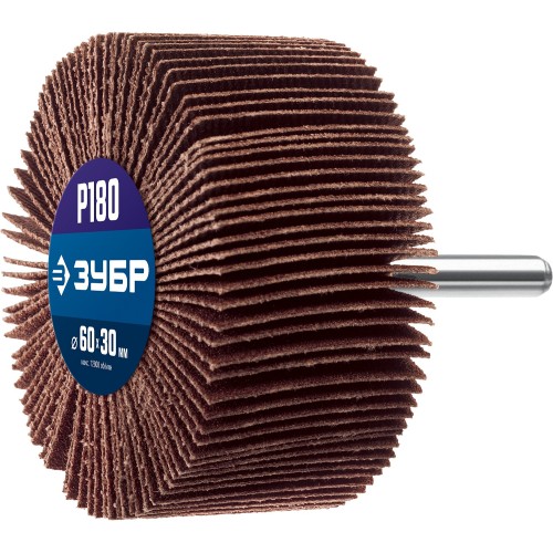 ЗУБР d 60 x 30 мм, P180, на шпильке d 6 мм, круг шлифовальный лепестковый, Профессионал (36602-180)