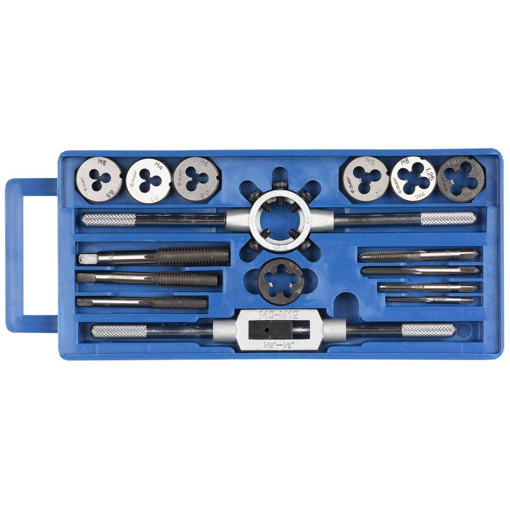 ЗУБР 16 предм., сталь 9ХС, набор метчиков и плашек в пластиковом боксе (28122-H16)