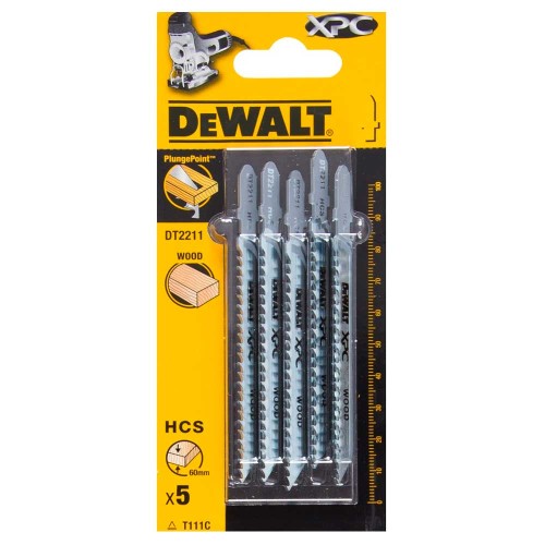 Набор пилок для лобзика по дереву DeWalt DT2211 T111C 100мм 5шт