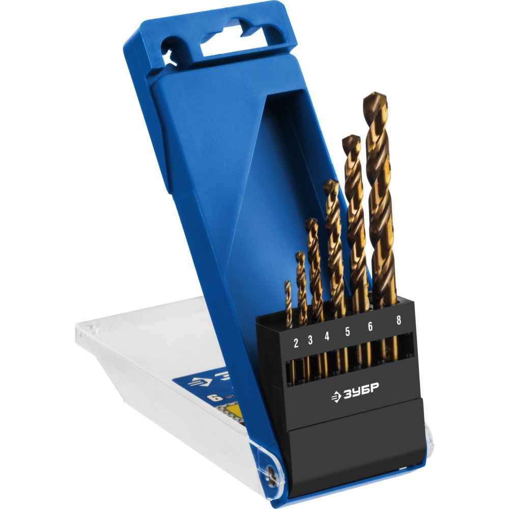 Кобальт, 6 шт, (2-8 мм), сталь Р6М5К5, класс А, набор сверл по металлу, Профессионал (29626-H6)