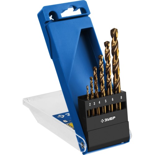 Кобальт, 6 шт, (2-8 мм), сталь Р6М5К5, класс А, набор сверл по металлу, Профессионал (29626-H6)