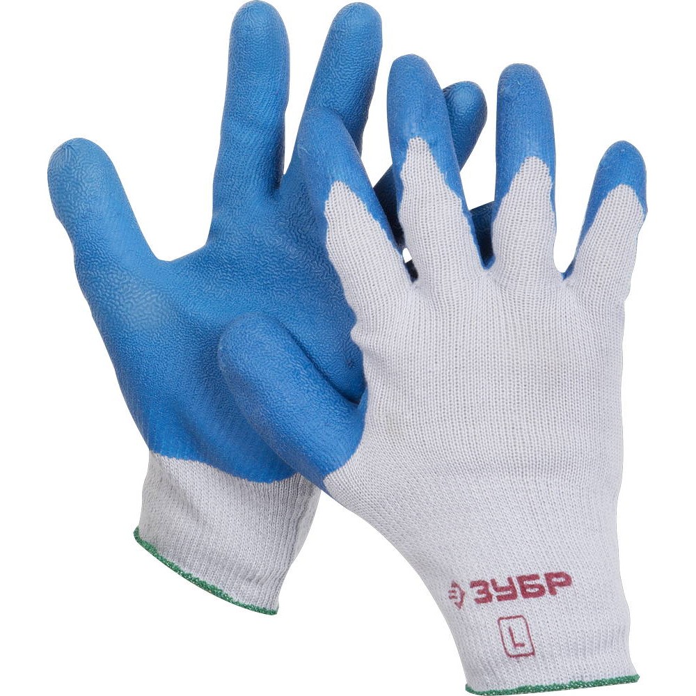 ЗУБР СУПЕРПРОЧНЫЕ, L (9), перчатки с утолщённым рельефным латексным покрытием, противоскользящие, 10 класс, Профессионал (11260-L)