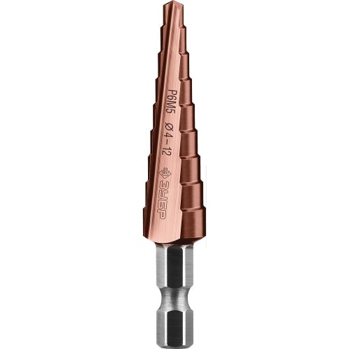 Сверло по металлу ЗУБР Кобальт Р6М5 4-12 мм ступенчатое (29672-4-12-9)