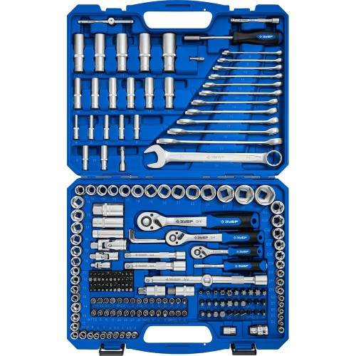 ЗУБР А-216, 216 предм., (1/2_+ 3/8_+ 1/4_), универсальный набор инструмента, Профессионал (27674-H216)