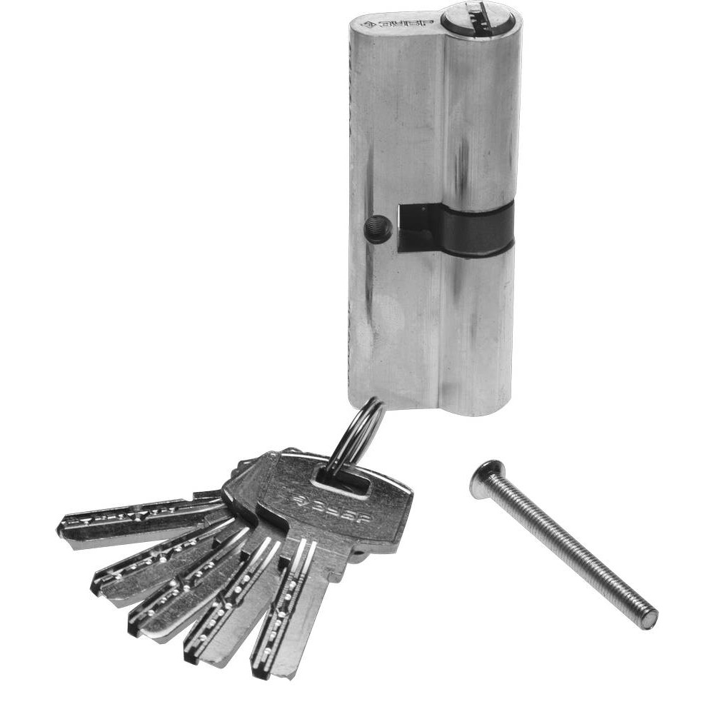 ЗУБР 90 мм, цвет хром, 6-PIN, тип ключ-ключ, цилиндровый механизм (52105-90-2)