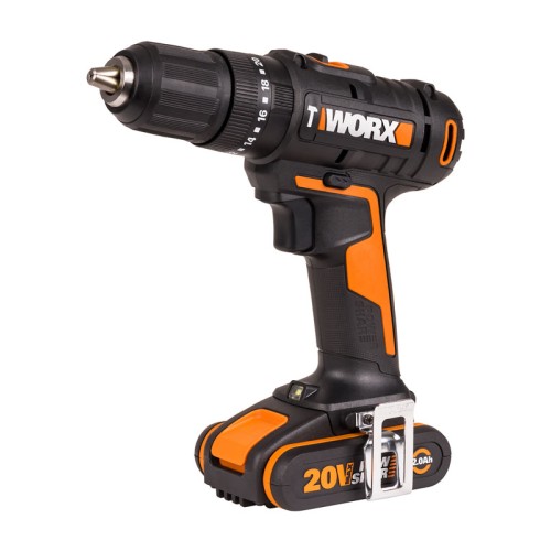 Дрель-шуруповерт ударная аккумуляторная WORX WX370, 50Нм, 20В, 2Ач x2, ЗУ 2А, кейс