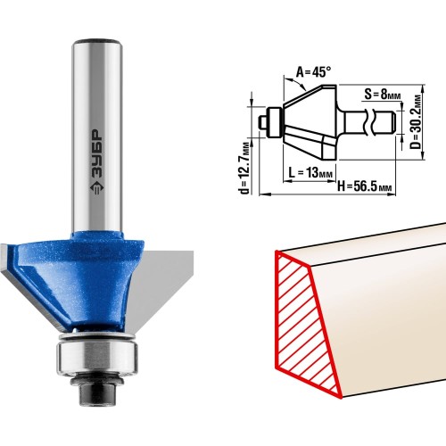 ЗУБР 30.2 x 13 мм, фреза кромочная калевочная (фасочная) №9, Профессионал (28711-30.2)