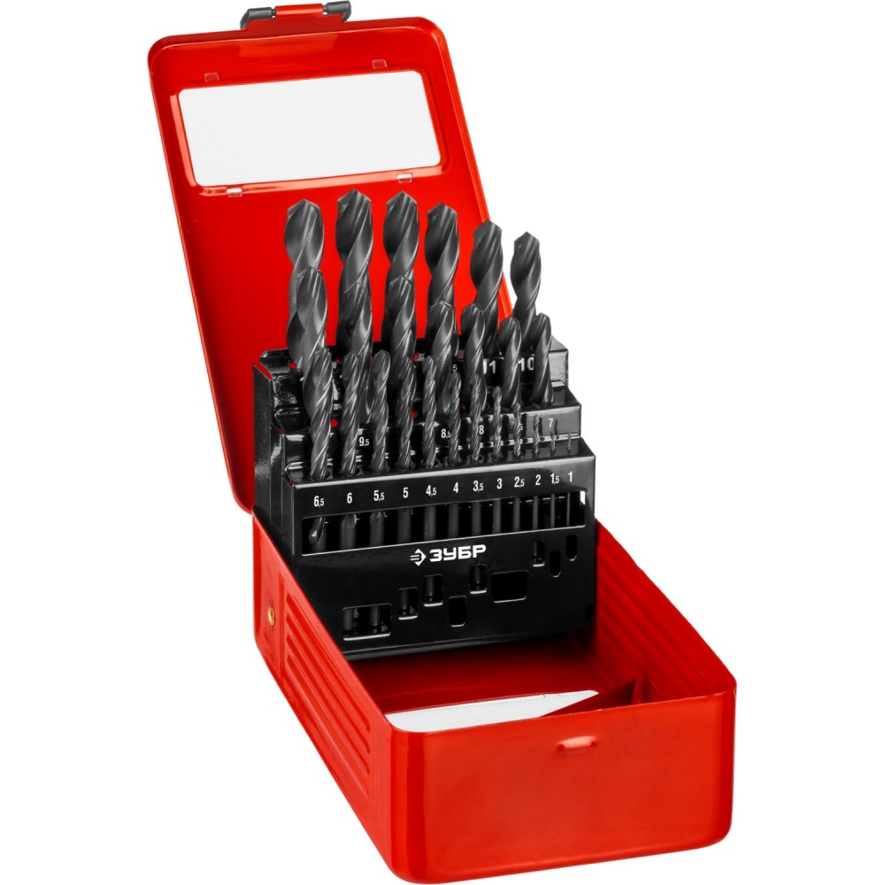 25 шт, (1-13 мм), сталь Р4М2, класс В, мет.бокс, набор сверл по металлу (29605-H25)