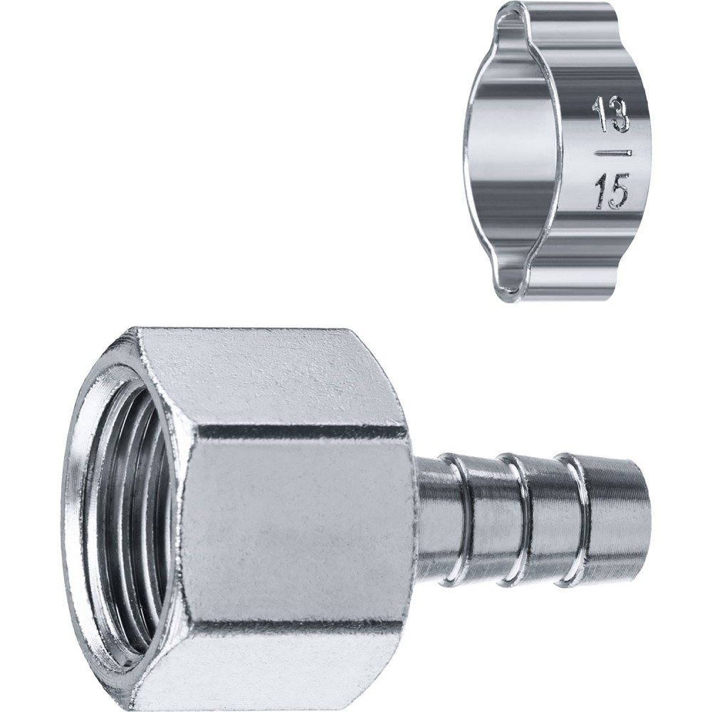 ЗУБР штуцер _елочка_, 10 мм - 1/2_F, переходник с обжимным хомутом, Профессионал (64923-1/2-10)